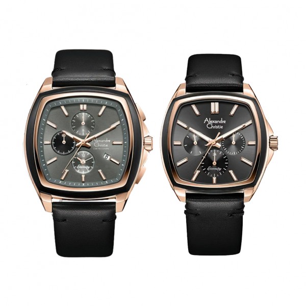 Alexandre Christie AC 6616 Rosegold Grey Leather Couple